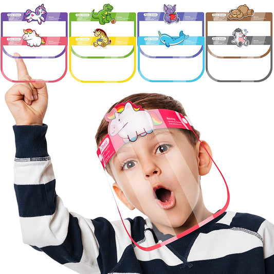 8PCS Kids' Wind and Dust Proof Face Shields with Cartoon Animal Designs