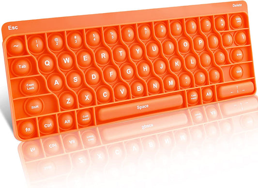 Silicone Keyboard Pop Fidget Sensory Toy Big Size Bubble 11"x4.3" Large (Orange)