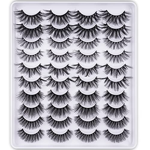 Faux Mink Eyelashes Multipack 20 Pairs 5 Styles Reusable Natural Look Eyelashes