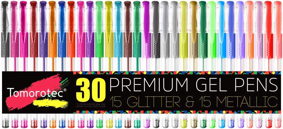 [30 Colors] Glitter Gel Pens Set Colored Pen Ballpoint Art Marker Set for Kid