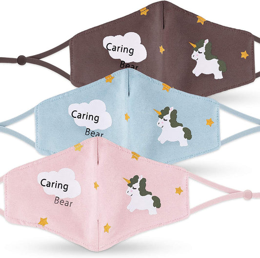 Kids' Protective 3-Pack Assorted Colors Cute Cartoon Unicorn Washable Reusable