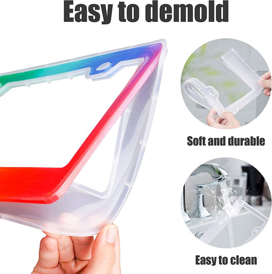 NiArt Car License Plate Frame Resin Casting Mold + Screw Accessories + Glitters