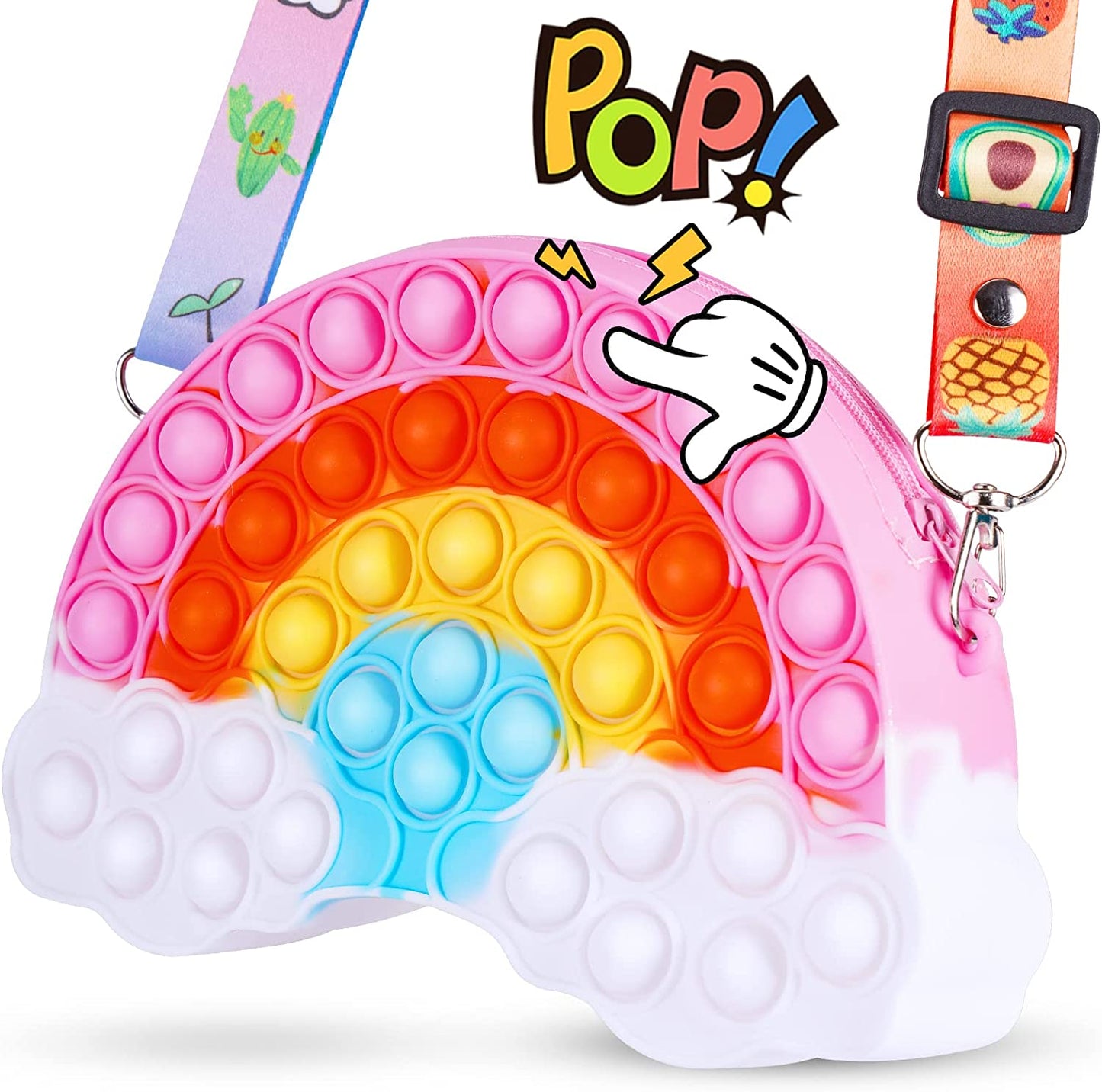 Rainbow Purse Push Pop Bubble Fidget Sensory Toy Colorful Shoulder Crossbody Bag
