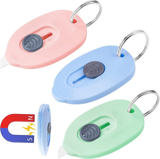 Mini Ceramic Box Cutter 3PCS Safe Retractable Sturdy Blades Box Opener Keychains