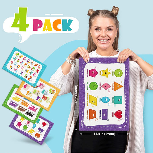 Educational Placemats Kids Reusable Washable Toddler Placemats for Learning 4PCS