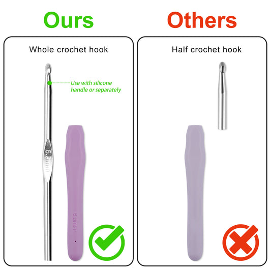 Large Aluminum Crochet Hooks with Removable Silicone Handles 5PCS 6.5-10mm 6.1