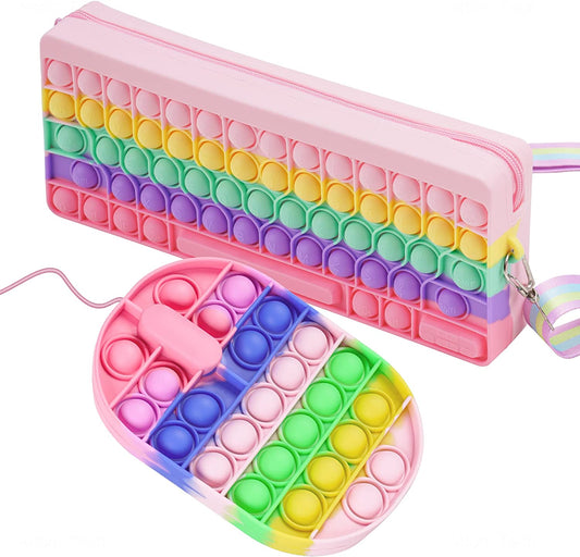 Push Pop Bubble Fidget Sensory Toys Computer Mouse Zipper Bag Candy Rainbow