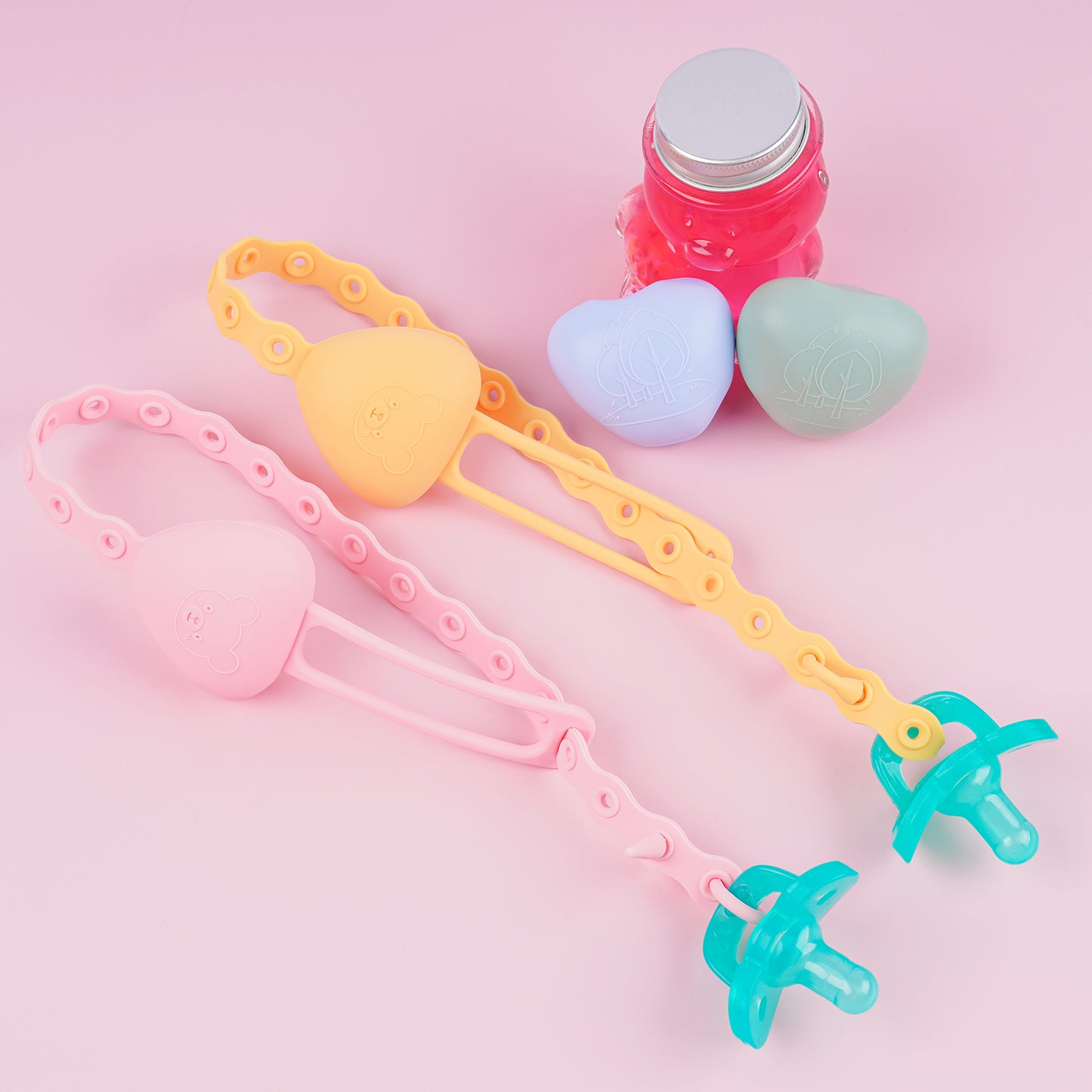 4-Pack Silicone Baby Pacifier Clip Holder Stretchable Toy Safety Straps, Unive