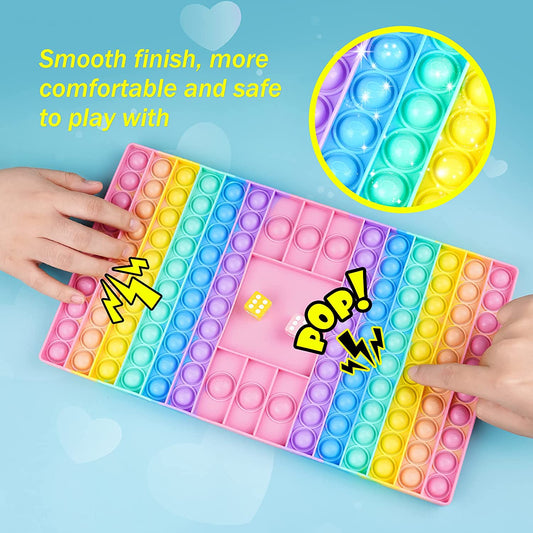 Silicone Push Pop Bubble Game Pad 2PCS Dices Glitter Rainbow Multi-Colors 12.7x7