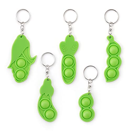 Green Veggies Pop Fidget Toy Keychain Silicone Bubble Stress Anxiety Relief 5PCS