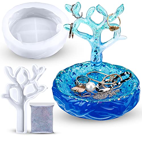 Jewelry Tree Epoxy Resin Casting Silicone Mold Glitter Kit, Budding Branch Han