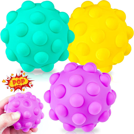 Pop Bubble Fidget Ball Sensory Toy 3PCS Interactive 3D Bounce Ball Stress Reduce