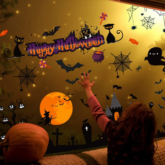 Halloween Decor 72PCS Removable Reusable Double-Side Non-Adhesive Window Clings